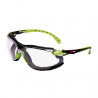 Lunettes de sécurité à lentille incolore avec joint et sangle en mousse monture verte/noire Scotchgard™ (K et N) Solus 1000 3M