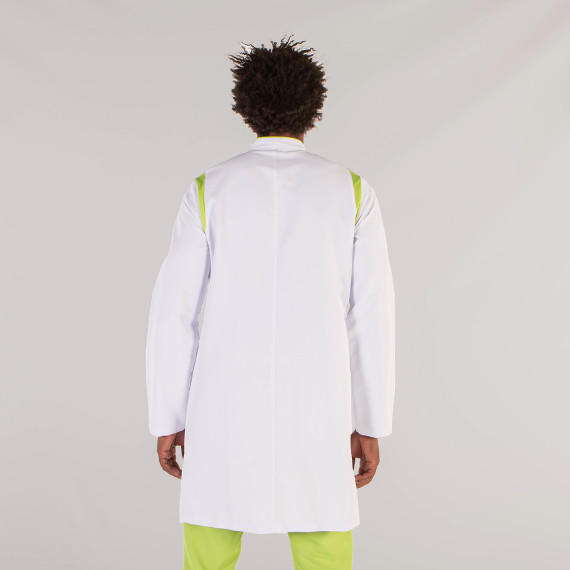 Camicia da uomo a maniche lunghe, bianca con dettagli in pistacchio o grigio marengo, tessuto MICROFIBRA JULEN UNIFORMES GARY'S 