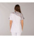 Blusa sanitária feminina com colarinho mao e estampado de óculos em MICROFIBRA GLORIA UNIFORMES GARY'S 658600