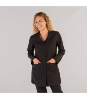 Robe femme en noir et blanc avec pinces à l'avant et au dos, tissu MICROFIBRE VICTORIA UNIFORMES GARY'S 660900.