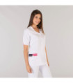 Blusa da donna per lavori sanitari, design bianco con dettagli colorati, tessuto MICROFIBRA CRIS UNIFORMI GARY'S 662500