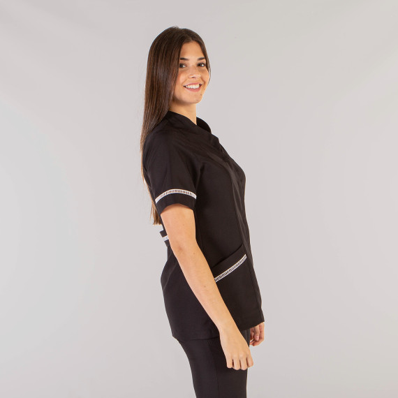 V-neck medical blouse with sleeves and pockets, made of MICROFIBER fabric, FÁTIMA UNIFORMS GARY'S 662700.