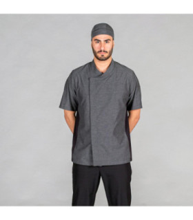 Unisex Kitchen Jacket with short sleeves, Chambray fabric Rhombies and Aerosilver on the back Civera 949300