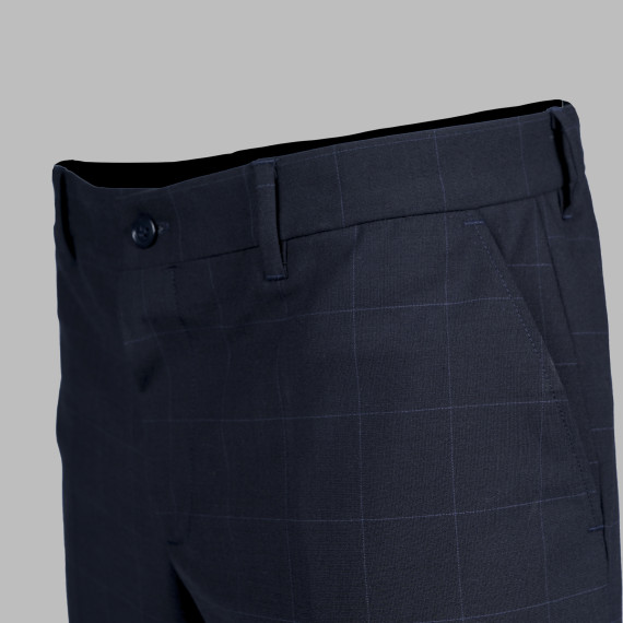 Men's semi-fitted pants without pleats in navy blue made of TRIP UNIFORMS GARY'S 700013 fabric.