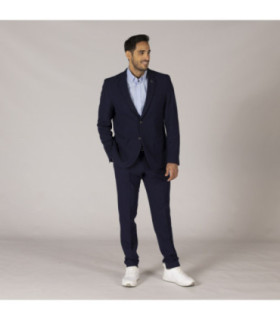Calças de homem sem pregas e com cintura ajustável azul marinho em tecido WELFARE UNIFORMES GARY'S 700014.