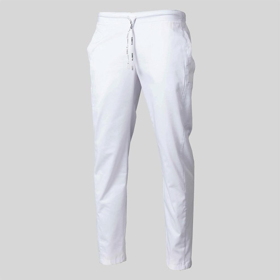Pantalon blanc unisexe avec poches et élastique à la taille, en tissu SARGA REDLINE UNIFORMES GARY'S 704300.