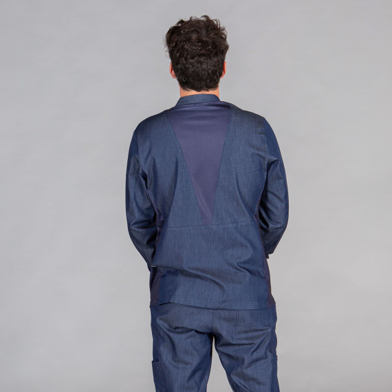 Unisex kitchen jacket, roll-up cuffs, SAPPHIRE DENIM fabric GARY'S 948800 UNIFORMS.