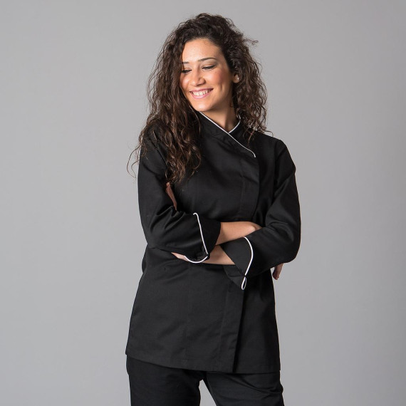 Women's kitchen jacket long sleeve with turned cuffs and crossover closure DANA UNIFORMES GARYS 948400