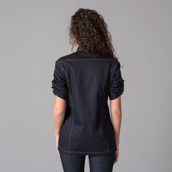 Gastronomiejacke aus Denim-Stoff, tailliertes Modell mit hochrollbaren Ärmeln VALERA UNIFORMES GARY'S 948100