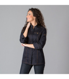 Gastronomiejacke aus Denim-Stoff, tailliertes Modell mit hochrollbaren Ärmeln VALERA UNIFORMES GARY'S 948100