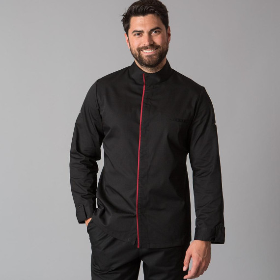 Men's chef jacket with roll-up sleeves, live details, and AEROSILVER technical fabric ANDREU UNIFORMS GARY'S 947800.
