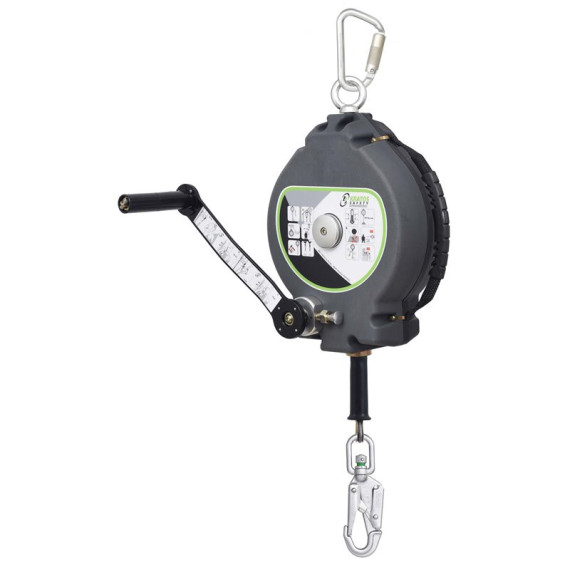 Anticaduta retrattile di 30 m con cavo in acciaio zincato, verricello di salvataggio integrato 12 kN KALYPSO KRATOS SAFETY
