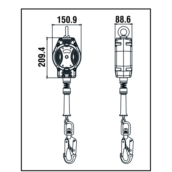 HELIXON-S cable, anticaída retráctil para uso vertical y horizontal.