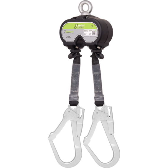 Retrattile anticato con doppia manovella in alluminio 2 metri e con resistenza a 2 cinghie 15 kN OLYMPE KRATOS SAFETY