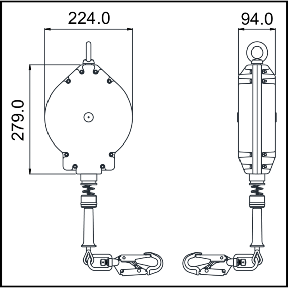Rückziehbare Antifallvorrichtung von 20 m mit Aluminiumgehäuse, Widerstand 12 kN OLYMPE KRATOS SAFETY