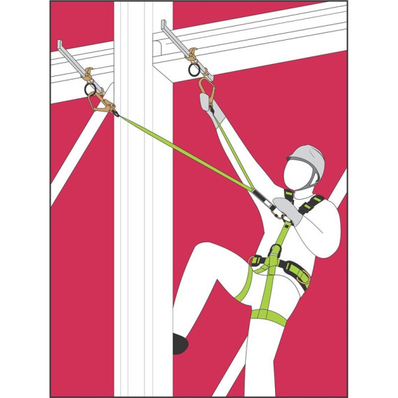 Linea vita retrattile orizzontale temporanea in cavo, lunghezza massima 18 m COOL LINE 1 KRATOS SAFETY