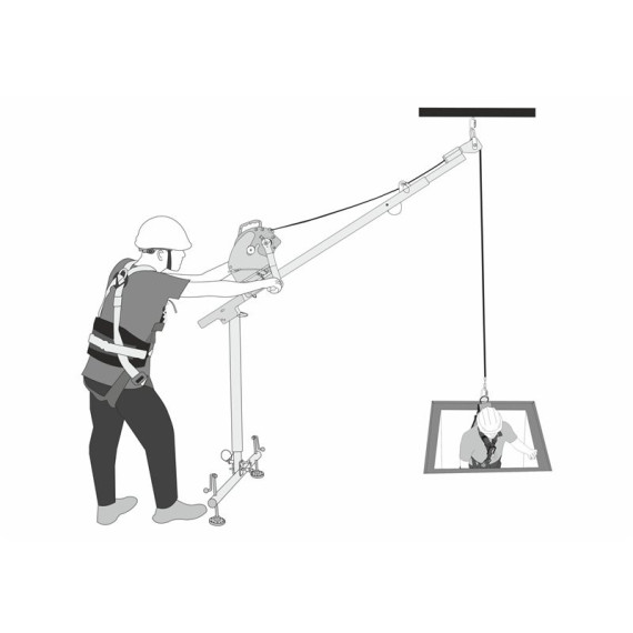 Grua âncora suspensa com braço extensível para acesso, recuperação e resgate EASYSAFEWAY 2 KRATOS SAFETY