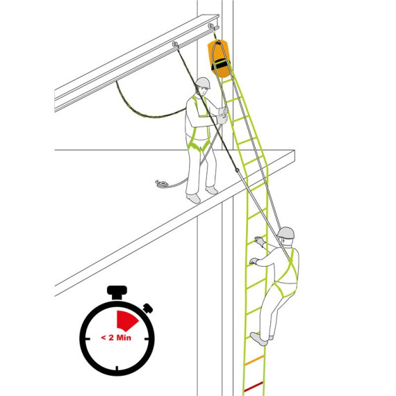 Escada de resgate de 6 m de comprimento com sistema de segurança EVA LAD 2 KRATOS SAFETY