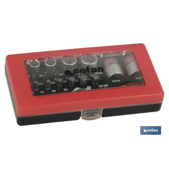 Set mini cricchetto, bicchieri e punte 1/4 di 23 pezzi COFAN 14009020