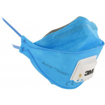 3M Aura Mascarilla FFP2 NR D c/válvula, azul, sin grapas 9422+ (120 mascarillas)