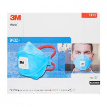 3M Aura Mascarilla FFP3 NR D c/válvula, azul, sin grapas 9432+ (120 mascarillas)