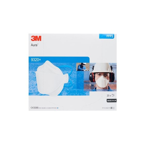 AURA FFP2 Maske NR D gefaltet S / Ventil - klein 9320+ Packung (40 Masken)