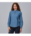 Langarmhemd mit geknöpften Manschetten für Damen, aus gewaschenem Denim-Popeline, JULIETA UNIFORMES GARY'S 242300.