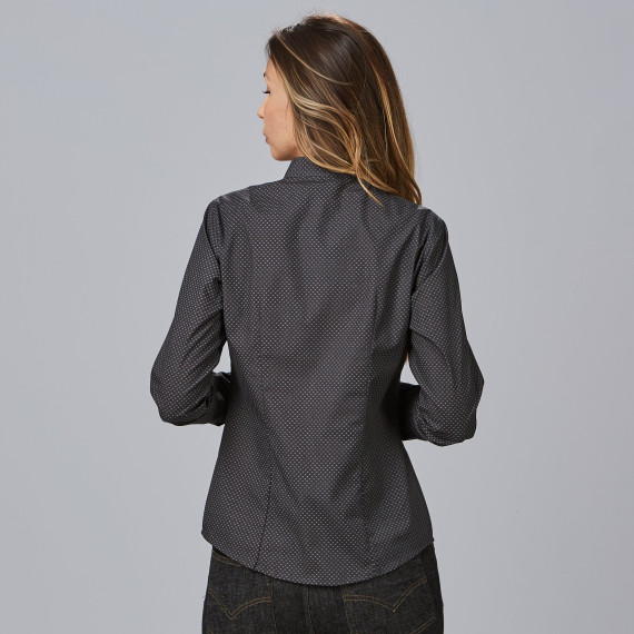 Arbeitshemd mit Mao-Kragen für Büro oder Geschäfte, Popeline-Gewebe, mit GRETA UNIFORMES GARY'S 243400 Druck.