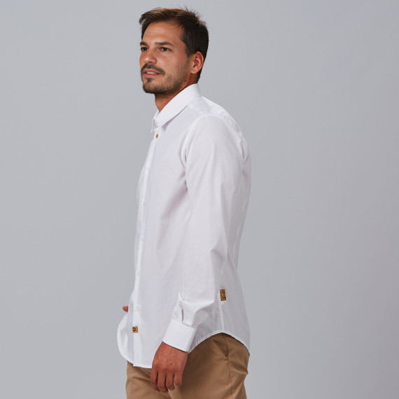 Camisa de hostelería mangas largas, pinzas y canesú color blanco ELISEO UNIFORMES GARY'S 261100