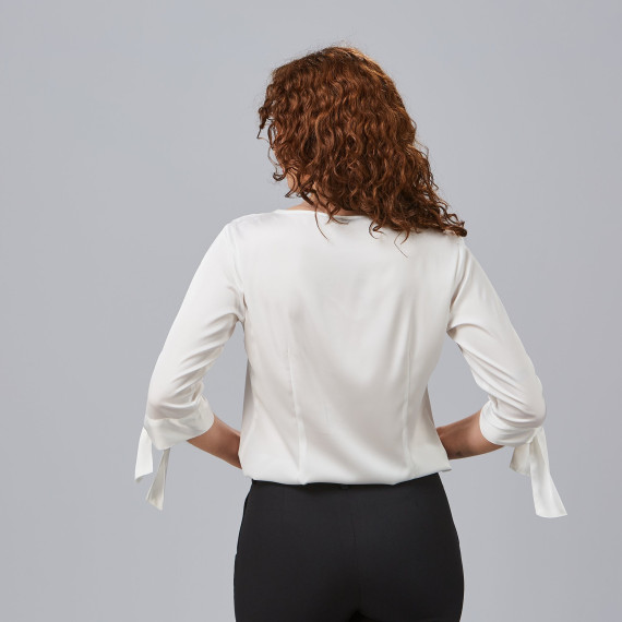 Blusa con maniche 3/4 terminata con fiocco per donna, tessuto satinato OLIVIA UNIFORMI GARY'S 243100