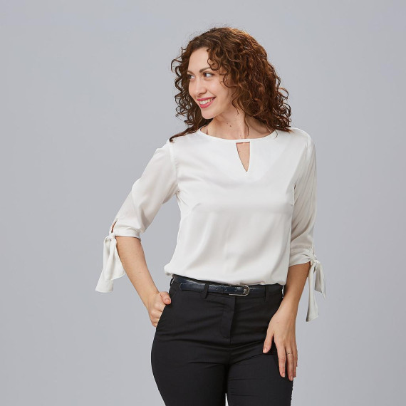 Blusa con maniche 3/4 terminata con fiocco per donna, tessuto satinato OLIVIA UNIFORMI GARY'S 243100