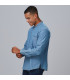 Hemd mit Mao-Kragen, aus gewaschenem Denim-Popeline, Slim Fit, ROMEO UNIFORMES GARY'S 298200
