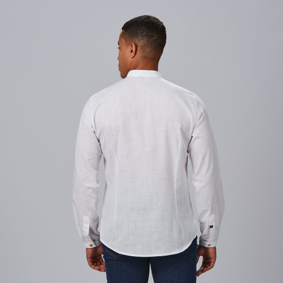 Chemise pour homme avec col mao et manches longues, tissu FAUX LIN SLIM FIT DANTE UNIFORMES GARY'S 298900