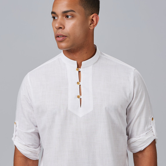 Camisa de homem com colarinho mao e mangas longas, tecido FALSO LINHO SLIM FIT DANTE UNIFORMES GARY'S 298900
