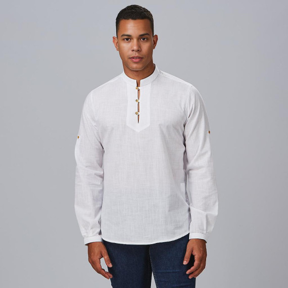 Chemise homme avec cou et manches longues, fausse tissu slim ajustement des uniformes Dante de Gary's 298900