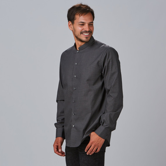 Camisa de hombre con cuello mao y mangas largas, tejido popelín SLIM FIT LEONE UNIFORMES GARY'S 299300