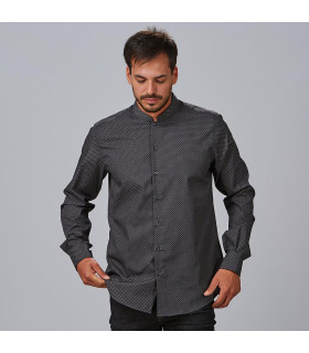 Camisa do homem com pescoço de Mao e mangas compridas, pio de tecido Fit Leoa Fit uniformes Gary's 299300