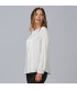 Blusa com decote barco, mangas longas e punhos abotoados para mulher, tecido cetim TELMA UNIFORMES GARY'S 243700