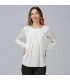 Blouse avec décolleté bateau, manches longues et poignets boutonnés pour femme, tissu satin TELMA UNIFORMES GARY'S 243700