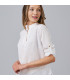 Camisa cuello mao y manga regulable para mujer, tejido falso lino de algodón y poliéster FLORA UNIFORMES GARY'S 243600