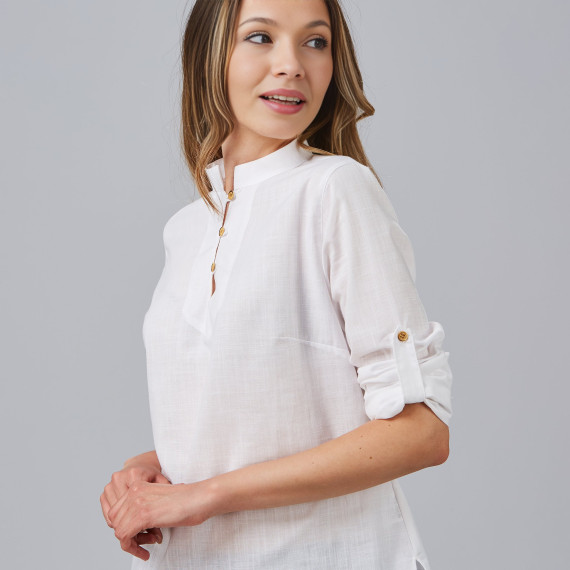 Moo Neck Shift e Manga regolabili per le donne, tessuto falso in cotone e uniformi flora poliestere Gary's 243600