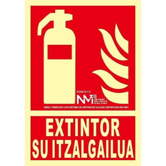 Señal en Euskera "Extintor su itzalgailua"