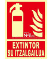 Sinal em Euskera "Extintor su itzalgailua"