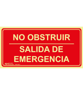 Sinal complementar "No Obstructing - Emergency Departure"
