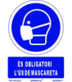 Signe d'obligation en catalan "És Obligatori L ́Ús de Mascareta" SEKURECO