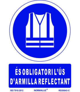 Sinal de obrigação em catalão "És Obligatori L ́Ús D ́Armilla Reflectant" SEKURECO