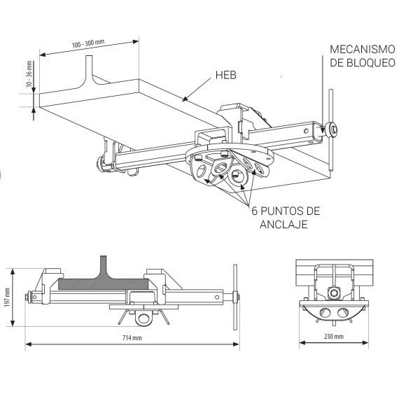 Dispositif de fixation pour les profils d'utilisateurs HEB 6 - EN 795, TS16415