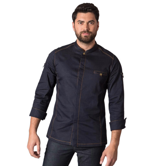 Kitchen Jacket Man with Sleeves Roll-Up and Close-up, Texan Woven 65% CO 32% PES 3% EA Moran 946600