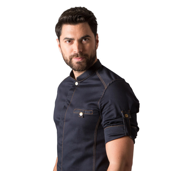 Kitchen Jacket Man with Sleeves Roll-Up and Close-up, Texan Woven 65% CO 32% PES 3% EA Moran 946600