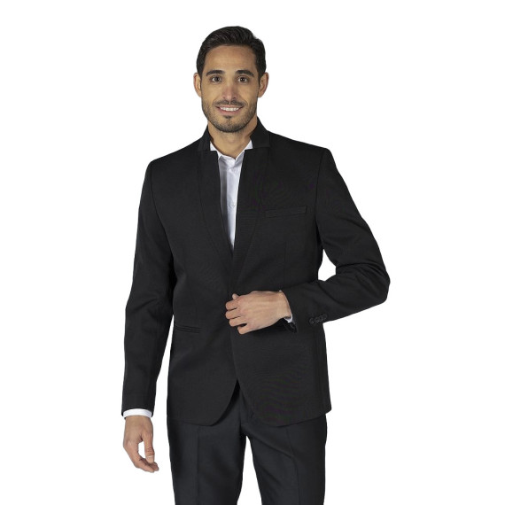 Amerikanischer Ein-Knopf-Sakko mit umgekehrtem Revers aus TRIVIAL Slim Fit Stoff von GARY'S